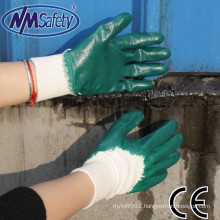 NMSAFETY nbr work gloves anti oil nitrile gloves interlock liner 3/4 coated light duty nitrile work gloves